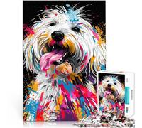 Puzzle per adulti 1000 pezzi Cotone di Tulear Dog Art Family Fun Jigsaws Stress Relief Staycation Kill Time 19,7 "x 29,5" per adolescenti 14+