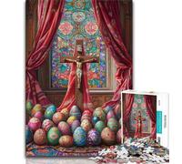 Puzzle per adulti 1000 pezzi Croce di Pasqua, impegnativo e difficile da realizzare, ideale come regalo per tutta la famiglia (dimensioni 75x50cm)