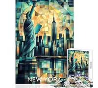 Puzzle per adulti 1000 pezzi Cubista Skyline di New York con Statua della Libertà Decorazione per la casa Giocattoli Regalo di compleanno Gioco pratico Interazione genitore-figlio dimensioni 38x52cm