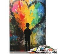 Puzzle per adulti 1000 pezzi Cuore Graffiti Street Art Puzzle creativo Puzzle rettangolari Gioco di decompressione 1000 pezzi (75x50 cm)