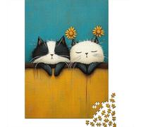 Puzzle Per Adulti 1000 Pezzi Cute Cats with Flowers Puzzle Per Adolescenti Giocattoli Antistress Sfida Difficile Regali Unici Per Compleanno 70x50cm/1000pcs