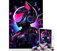Puzzle per adulti 1000 pezzi Cyber Cat Biker Girl Decorazione per la casa Giocattoli Regalo per compleanni Giochi educativi Attività divertenti a casa Dimensioni 50x75cm