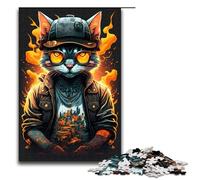 Puzzle per adulti 1000 pezzi Cyberpunk Fire Cat Jigsaw Ogni pezzo è unico Gioco stimolante e divertente per tutta la famiglia 75x50cm