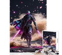 Puzzle per adulti 1000 pezzi Cyberpunk Samurai Robot con spade al neon Giocattoli antistress Ottimi regali e giocattoli Giochi educativi Interazione genitore-figlio Dimensioni 38x52cm