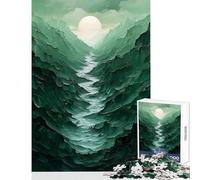 Puzzle per adulti 1000 pezzi decorazione da parete con valle di montagna verde con fiume e sole regali di Babbo Natale segreto giochi rilassanti collezione di artisti belle arti dimensioni 50x75cm