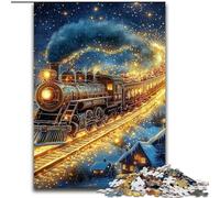 Puzzle per adulti 1000 pezzi del treno d'oro in legno, perfetti per il divertimento in famiglia, giochi di società, bomboniere per feste di compleanno, dimensioni 50X75cm