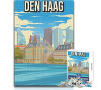 Puzzle per adulti 1000 pezzi Den Haag The Hague Cityscape Skyline Divertimento in famiglia e serata di giochi Antistress Regali di Babbo Natale segreto Dimensioni 38x52cm