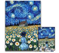 Puzzle per adulti 1000 pezzi "Dente di leone sotto il cielo notturno" per età 14+, sfida educativa, attività divertenti a casa, regali di compleanno, regali di viaggio 26X38CM