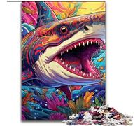 Puzzle per adulti 1000 pezzi di animali, squali, in legno, regalo perfetto per bambini dai 14 anni in su, 50x75cm, idea regalo di compleanno, gioco rompicapo impegnativo