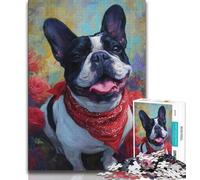 Puzzle per adulti 1000 pezzi di Bulldog francese felice per adolescenti giocattoli educativi per l'apprendimento giochi per famiglie regali e compleanni unici 75x50cm