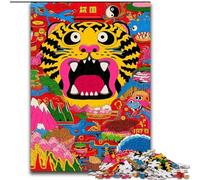 Puzzle per adulti, 1000 pezzi di cartone astratto a forma di tigre, puzzle per adulti 26X38cm, gioco interattivo per famiglie, regalo artigianale con opere d'arte colorate