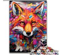 Puzzle per adulti, 1000 pezzi di cartone con graffiti di volpe, rompicapo stimolante per adolescenti, divertimento per famiglie, regalo fai da te per la casa (dimensioni 26x38cm)