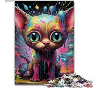 Puzzle per adulti, 1000 pezzi di cartone psichedelico a forma di chihuahua, rompicapo stimolante per adolescenti, divertimento per famiglie, regalo fai da te per la casa (dimensioni 26x38cm)
