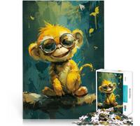 Puzzle per adulti 1000 pezzi di dolce AFFE giallo antistress rafforza l'amore tra coppie per adolescenti dai 14 anni in su, 26 x 38 cm