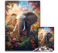 Puzzle per adulti, 1000 pezzi di elefante della giungla in legno, decorazione colorata per la casa e gioco interattivo per famiglie, 50X75cm