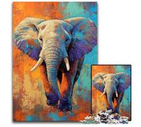 Puzzle per adulti 1000 pezzi di elefanti dipinti a olio in legno, giochi divertenti, ideali come regalo per tutta la famiglia, per bambini dai 14 anni in su, 50x75cm
