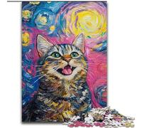 Puzzle per adulti 1000 pezzi di gatti felici in legno, perfetti per il divertimento in famiglia, giochi di società, bomboniere per feste di compleanno, dimensioni 50X75cm