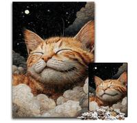 Puzzle per adulti, 1000 pezzi di gatto arancione addormentato, puzzle in legno per adulti, gioco educativo, giocattolo per adolescenti adulti, 50x75cm