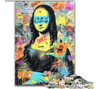 Puzzle per adulti, 1000 pezzi di Mona Lisa Graffiti in legno, divertenti attività da fare a casa, regalo di compleanno, regali da viaggio, dimensioni 50X75cm