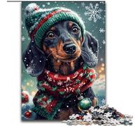 Puzzle per adulti, 1000 pezzi di Natale con bassotto, puzzle impossibili per adulti, perfetti per il divertimento in famiglia durante i compleanni, Natale (dimensioni 26x38cm)