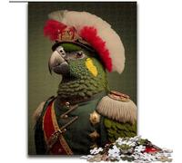 Puzzle per adulti 1000 pezzi di pappagalli in uniforme militare in legno, sviluppa la coordinazione occhio-mano, perfetto come regalo di compleanno(50x75cm)