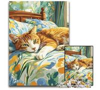 Puzzle per adulti, 1000 pezzi di puzzle in legno con gatto addormentato, sfida per la mente, regalo perfetto per adolescenti e decorazioni per la casa 50X75cm