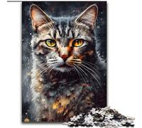 Puzzle per adulti 1000 pezzi di ritratti di gatti dipinti a olio, realizzati in cartone, perfetti per decorazioni per la casa, compleanni, feste e regali(26x38cm)