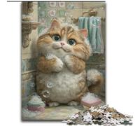 Puzzle per adulti, 1000 pezzi di un gatto che fa il bagno, puzzle in cartone, rompicapo stimolante per adolescenti, perfetto come decorazione per la casa o come regalo, dimensioni 26X38cm