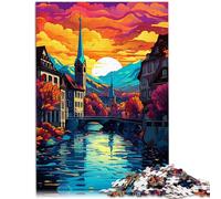 Puzzle per adulti, 1000 pezzi di Zurigo, centro storico, 50 x 75 cm, regalo di compleanno, arte da parete per 14 anni
