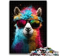 Puzzle per adulti 1000 pezzi Difficile Alpaca colorato con occhiali per età 14 anni e oltre Bellissimo gioco di design Bellissimo gioco di design Ottimo regalo 50x75cm