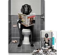 Puzzle per adulti 1000 pezzi Difficile Flat Coated Retriever Toilette Puzzle 1000 pezzi, Giochi educativi Decorazione murale Regali unici per compleanno e Natale (dimensioni 38x26cm)
