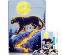 Puzzle per adulti 1000 pezzi difficile leopardo dorato, sfida difficile antistress, interazione genitore-figlio per età 14 anni in su 38x26cm