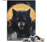 Puzzle per adulti 1000 pezzi Difficile Lupo nero Aiuta il cervello a esercitare Giocattoli avvincenti per coltivare la pazienza Interazione genitore-figlio (dimensioni 50x75cm)