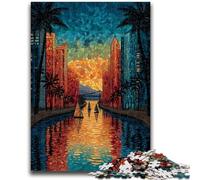 Puzzle per adulti 1000 pezzi Difficile Vetrata Città Aiuta il cervello a esercitare Giocattoli avvincenti per coltivare la pazienza Adatto per coppie 50x75cm