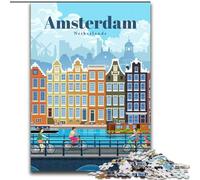 Puzzle per adulti 1000 pezzi Difficile viaggio ad Amsterdam, per gioco educativo Sfida Giocattolo Unico Arredamento per la casa e regali 26x38cm