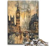 Puzzle per adulti 1000 pezzi difficili acquerello Londra Big Ben aiuta il cervello a esercitare giocattoli avvincenti per coltivare la pazienza adatti alle coppie 26x38cm