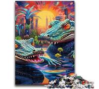 Puzzle per adulti 1000 pezzi difficili animali coccodrilli del Nilo, puzzle antistress sfida difficile adatto per la decorazione della scrivania 50x75cm