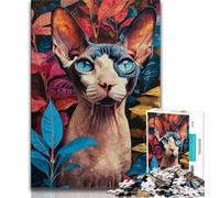 Puzzle per adulti 1000 pezzi difficili, animali, gatti, antistress, per ammazzare il tempo in casa, con poster abbinato e foglio di quiz, 38x26cm