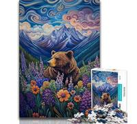 Puzzle per adulti 1000 pezzi difficili animali orso bruno, giocattoli educativi per l'apprendimento giochi per famiglie gioco educativo per compleanno, Natale (75x50cm)