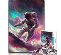 Puzzle per adulti 1000 pezzi difficili Astronauta che fa surf nello spazio Puzzle da 1000 pezzi attività divertente per la casa giocattoli per i giorni di pioggia regali di compleanno 38x26cm