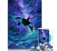 Puzzle per adulti 1000 pezzi difficili "Balena dei sogni", antistress, per ammazzare il tempo in casa, con poster abbinato e foglio di quiz, 38x26cm