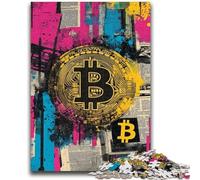 Puzzle per adulti 1000 pezzi difficili con logo Bitcoin, giochi educativi, gioco educativo per compleanno, Natale e età 14 anni 26x38cm