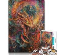 Puzzle per adulti 1000 pezzi difficili drago fantasy, gioco stimolante e gioco per famiglie con poster abbinato e foglio di quiz 38x26cm