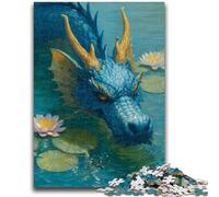 Puzzle per adulti 1000 pezzi difficili Drago nel fiume, puzzle antistress sfida difficile adatto per la decorazione della scrivania 50x75cm