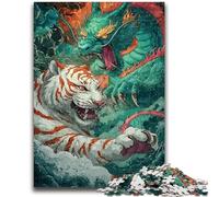 Puzzle per adulti 1000 pezzi difficili drago tigre lotta 1000 pezzi per adolescenti, giocattolo educativo divertenti giochi per famiglie arredamento unico per la casa (38x26cm)