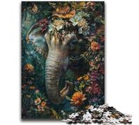 Puzzle per adulti 1000 pezzi difficili Elefante floreale per età 14 anni e oltre Bellissimo gioco di design Bellissimo gioco di design Ottimo regalo 26x38cm