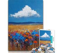 Puzzle per adulti 1000 pezzi difficili fiori pittura a olio, sfida difficile antistress con poster abbinato e foglio di quiz 75x50cm