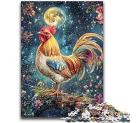 Puzzle per adulti 1000 pezzi difficili Gallo sotto la luna Giocattoli Giochi educativi Antistress Interazione genitore-figlio per età 14+ 26x38cm