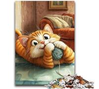 Puzzle per adulti 1000 pezzi difficili Gatto che gioca con un gomitolo di lana Puzzle per adulti, antistress Sfida difficile Regali di Babbo Natale segreto (26x38cm)