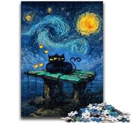 Puzzle per adulti 1000 pezzi difficili gatto nero arte per età 14+ giochi educativi per adulti e adolescenti opera d'arte regalo 50x75cm